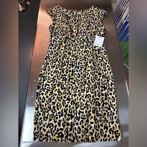 Calvin Klein Women's Leopard Print Sheath Dress in Yellow/Black